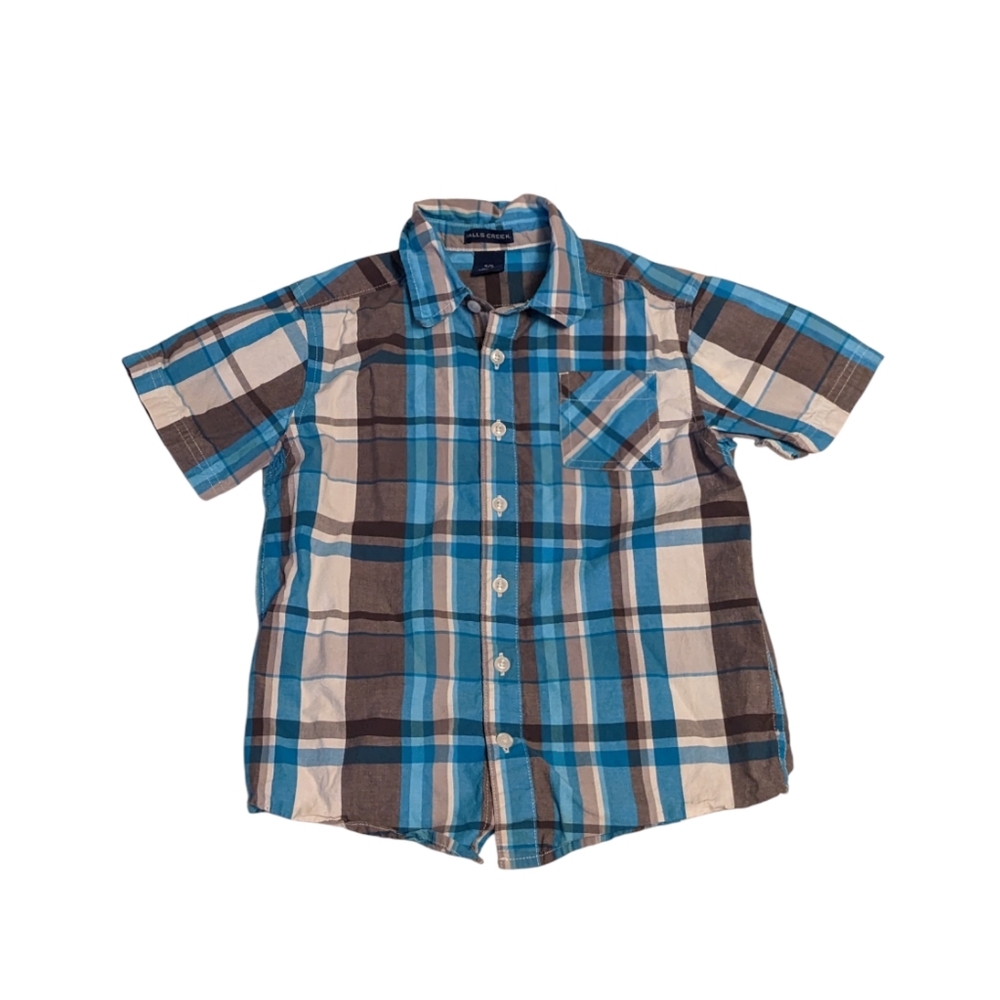 💥☎️ LAST CALL Falls Creek Blue Plaid Button Down Short Sleeve 4/5